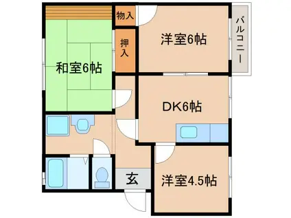 サンテラス松永(3DK/2階)の間取り写真