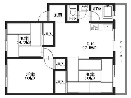 米尾マンション(3DK/2階)の間取り写真