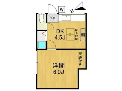 ハイツ秀明(1DK/2階)の間取り写真