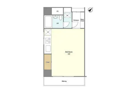 ヴィラ・ハーモニー目黒川(ワンルーム/2階)の間取り写真