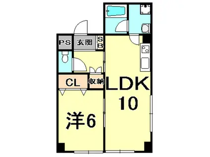 クレール・モンド(1LDK/2階)の間取り写真