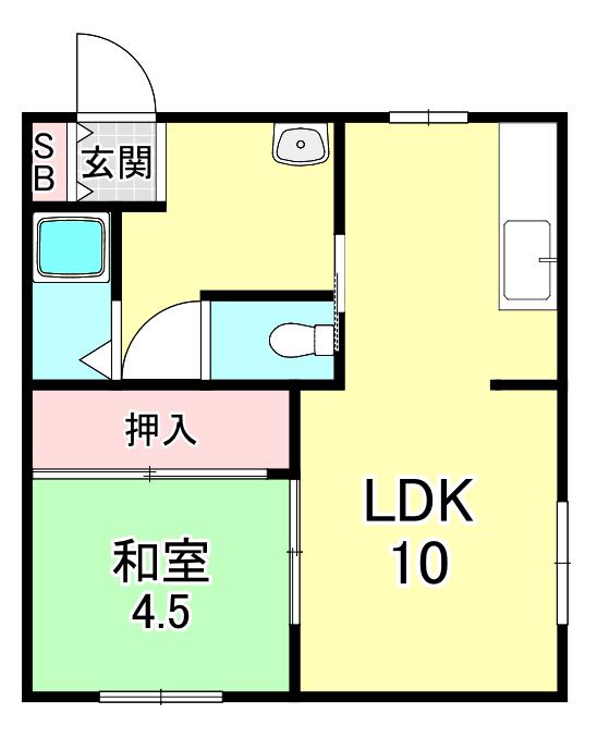 原田マンション大石(1LDK/2階)の間取り写真