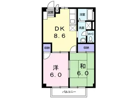ロワール神明(2DK/1階)の間取り写真