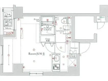 フェルクルールプレスト荻窪(1K/3階)の間取り写真