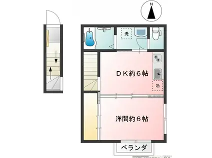 エスポワール(ワンルーム/2階)の間取り写真