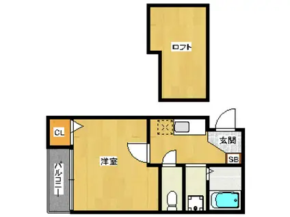 コンフォートベネフィス西新東(1K/2階)の間取り写真