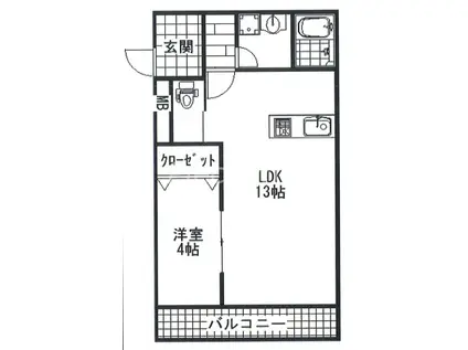 ボヌール蒲生(1LDK/3階)の間取り写真