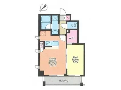 TGM武蔵小山(1LDK/2階)の間取り写真