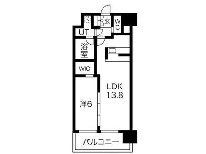グランカーサ難波元町(1LDK/5階)の間取り写真