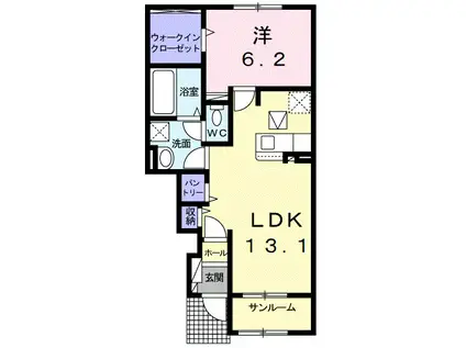 コスタII(1LDK/1階)の間取り写真