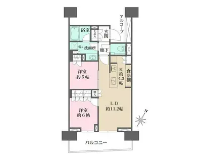 HARUMI FLAG SUN VILLAGE C棟 晴海フラッグサン(2LDK/10階)の間取り写真