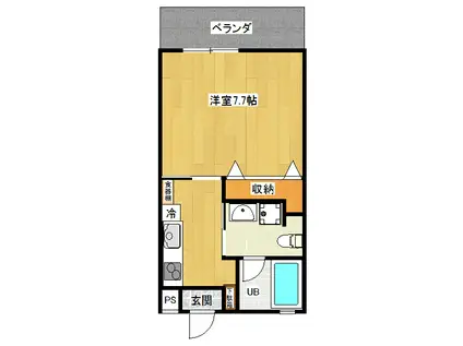 ゴールド仲座(1K/1階)の間取り写真