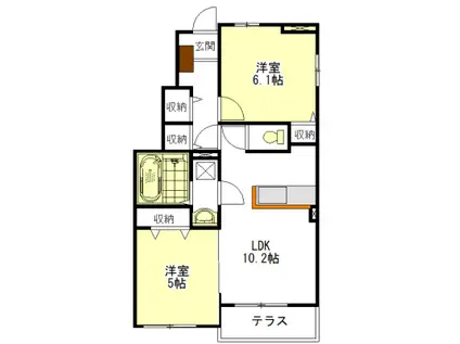 AKプレミール A・C棟(2LDK/1階)の間取り写真