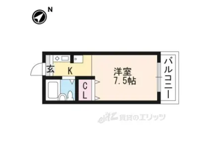 CREA南草津(1K/4階)の間取り写真