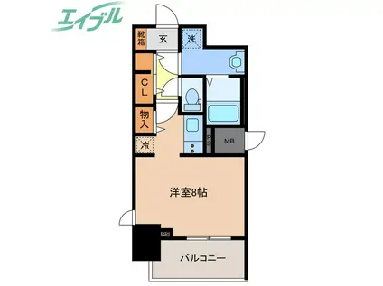 S-RESIDENCE四日市駅前COULEUR(ワンルーム/11階)の間取り写真