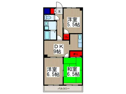 タイワード朝志(3DK/2階)の間取り写真