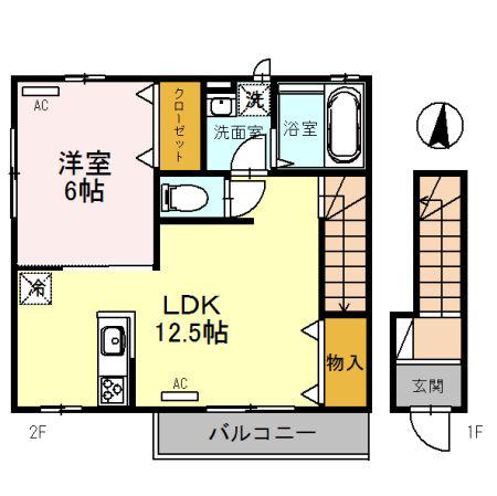 D-ROOM宇治南山(1LDK/1階)の間取り写真
