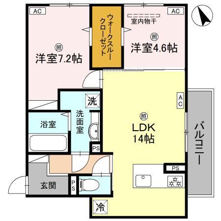 D-ROOM小篠原(2LDK/3階)の間取り写真