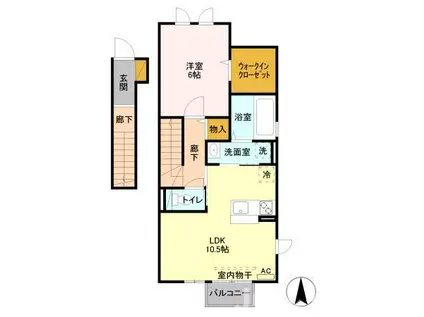 セーフハウス(1LDK/2階)の間取り写真