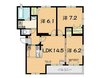 セイクリッドヒルズ(3LDK/1階)の間取り写真