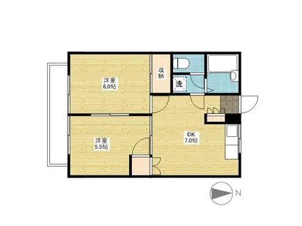 ユーアイレジデンス(2DK/2階)の間取り写真