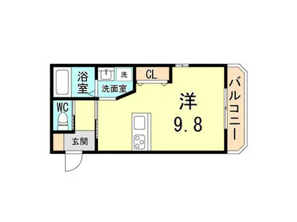 HCフラッツ六甲高羽II(ワンルーム/2階)の間取り写真