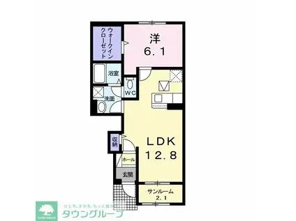 パラティ君津I(1LDK/1階)の間取り写真