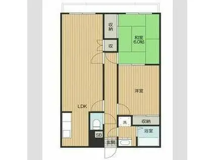 セルアーモスナダⅡ(2LDK/3階)の間取り写真