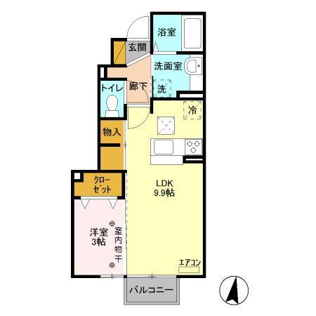 フォーゲルテラス ロート III(1LDK/1階)の間取り写真