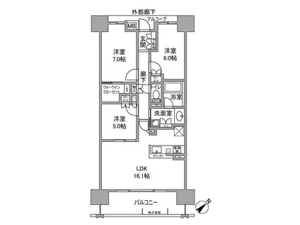 ファインレジデンス南草津(3LDK/8階)の間取り写真