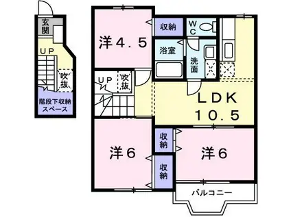 ヴィエルジュ大道(3LDK/2階)の間取り写真