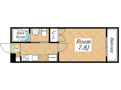 ノイヴェル巽北(1K/3階)の間取り写真