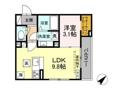 D-HILLS小松(1LDK/3階)の間取り写真