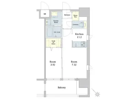 エンクレスト博多駅南SHARE(2K/11階)の間取り写真