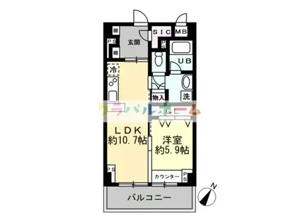 グランフォルテ田川(1LDK/5階)の間取り写真