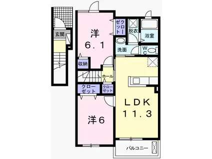 ペール・メゾンC(2LDK/2階)の間取り写真