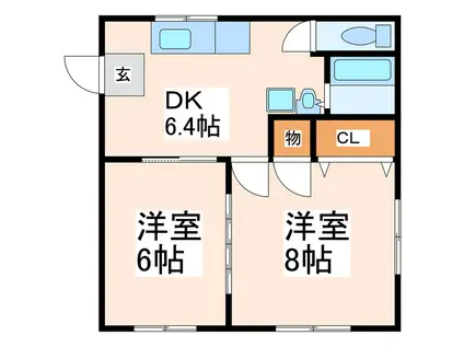 第35三共ハイツ(2DK/2階)の間取り写真