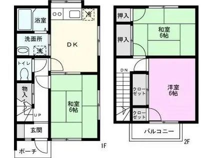 ビックポンド関野(3DK/1階)の間取り写真