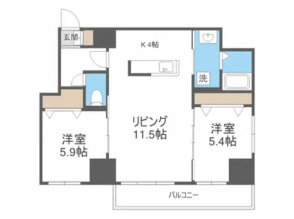 グラン札幌(2LDK/6階)の間取り写真