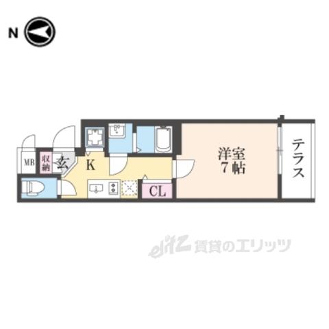 アドバンス京都烏丸町(1K/1階)の間取り写真