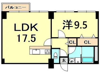 サンビルダー朝霧(1LDK/3階)の間取り写真
