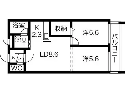 アーバンコート栄町(2LDK/3階)の間取り写真