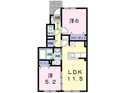 ジャドール(2LDK/1階)の間取り写真