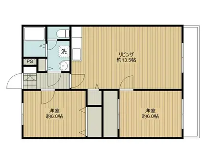メゾン21-B(2LDK/2階)の間取り写真