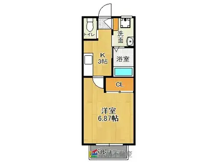サンテラス(1K/2階)の間取り写真