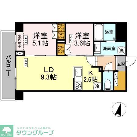ロイジェント西新井(2LDK/5階)の間取り写真