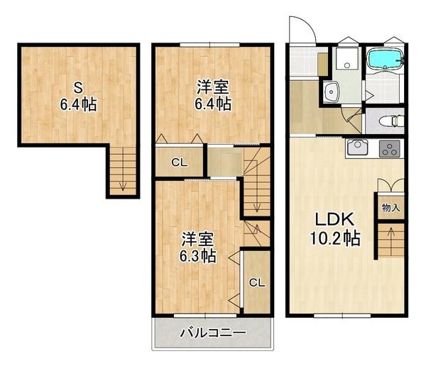 サンロイヤル西北II(2SLDK/1階)の間取り写真