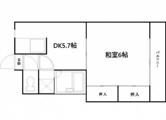 ツインズ大町I(1DK/3階)の間取り写真
