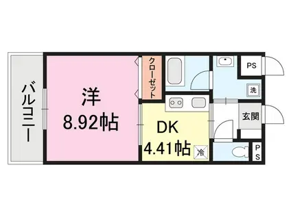 ソレイユII(1K/1階)の間取り写真