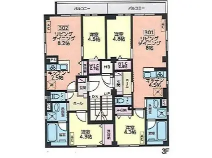 白金K-FLAT II 白金ケーフラットII(2LDK/3階)の間取り写真